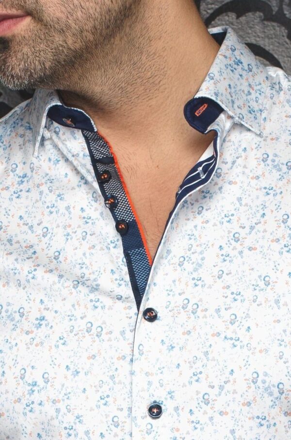 Chemise sport manches courtes AU NOIR (BLANC/BLEU - 251934) - Modèle: ALFIERI(SS) – Image 2
