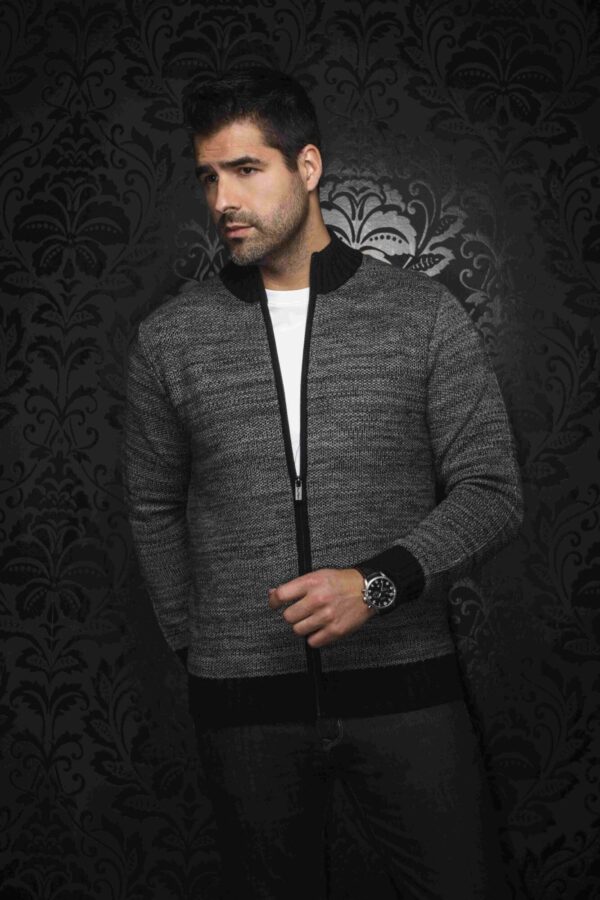 Cardigan à fermeture éclair AU NOIR (GRIS - 251986) - Modèle: KOSKI_FZ – Image 2