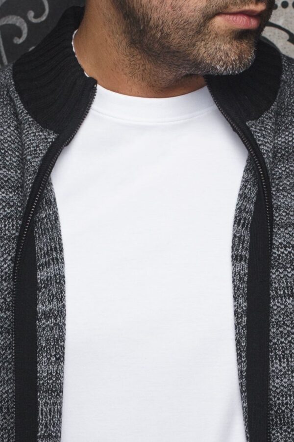 Cardigan à fermeture éclair AU NOIR (GRIS - 251986) - Modèle: KOSKI_FZ – Image 4