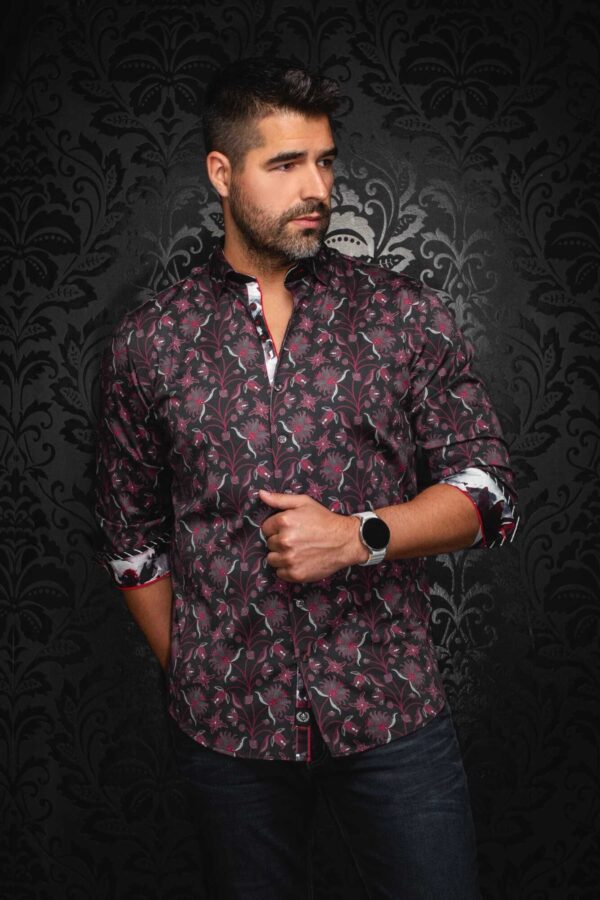 Chemise sport manches longues AU NOIR (BOURGOGNE - 252027) - Modèle: GALLOWAY