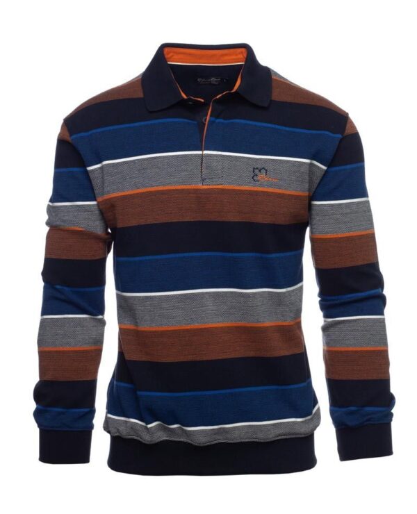 Polo manches longues en tricot ETHNIC BLUE (252062) - Modèle: 90881-1