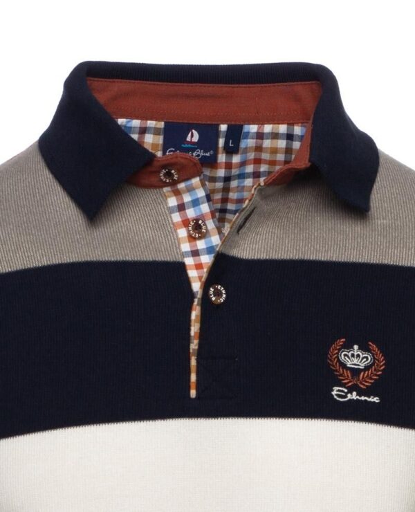 Polo manches longues en tricot ETHNIC BLUE (252064) - Modèle: 9029-12 – Image 2